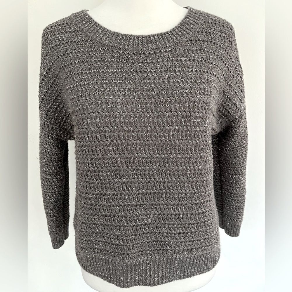 Sparkle & Fade Urban Outfitters gray cotton blend sweater w/silver threads sz M
